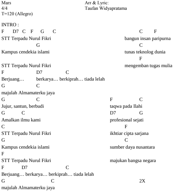 Mars STT Terpadu Nurul FIkri